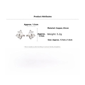 Detailed view of zircon flower and pearl ear clips showing size 1.7cm and 5.2g weight