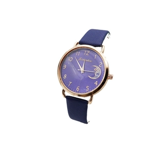 Women's quartz watch with purple starry sky moon and star dial and rose gold case