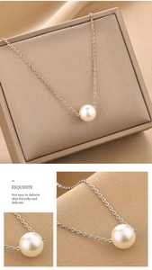 Macro detail of elegant single pearl pendant necklace with gold and silver chain options