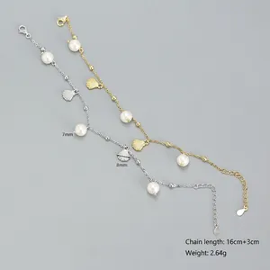 S925 Silberarmband mit Muschel- und Perlenanhängern in Gold- und Silbausführung