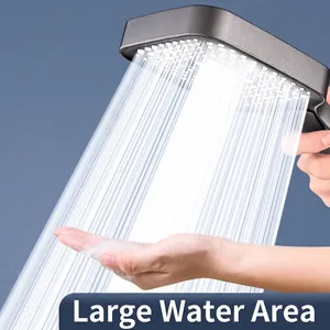 High Pressure Handheld Shower Head Square Multi Function Water Saving Bathroom Spray Nozzle ABS Chrome Matte Finish