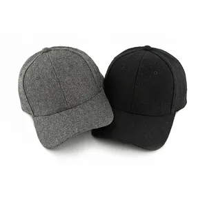Unisex wool blend baseball caps in charcoal grey and black colors for winter warmth