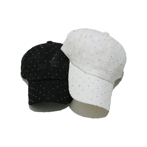 Damen Baseballkappe 3D Blumen Jacquard Strass Glitzernd Verstellbar Baumwolle Polyester Sonnenschutz Hut Casual Westlicher Stil