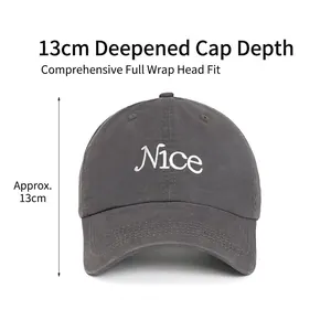 Cappello da baseball grigio scuro con ricamo Nice e profondità della corona di 13 cm