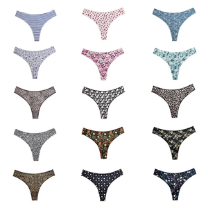 Set mit 15 nahtlosen Damen-Strings mit Leoparden- und Blumenmuster aus weichem Stretch