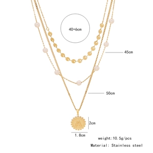 Detailed size specifications for the gold multi-layer chain necklace with letter A pendant