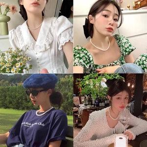 Elegant multi-layered pearl necklace for women featuring various sizes for a vintage chic look