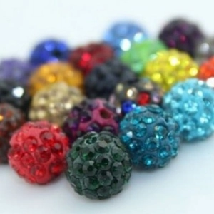 Colorful 10mm clay disco ball beads with crystals for DIY jewelry bracelet making