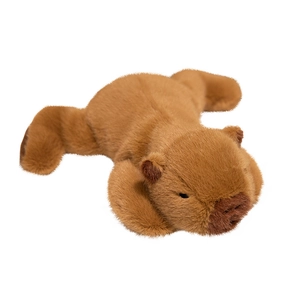 Adorable soft capybara plush toy in a lying position, brown stuffed animal for girls