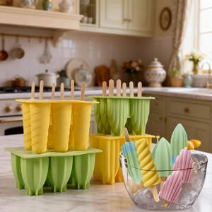 Moule à glace en silicone à 6 spirales avec bâtonnets pour sucettes glacées maison