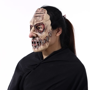 Creepy Halloween horror mask with stitched mouth detail and realistic latex texture