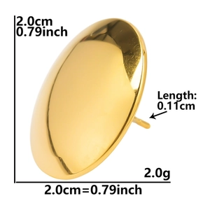 Detailed size specifications for 2.0cm gold stainless steel oval earring with dimensions