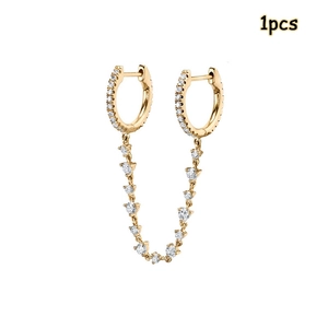Boucles d'oreilles pampilles dorées avec oxydes de zirconium pour double perçage