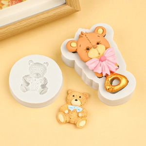 DIY teddy bear silicone mold kit for high-detail 3D bear cake fondant and resin art