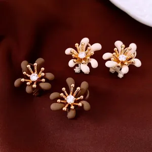 Eleganti Orecchini A Lobo Con Fiori 3D Con Perno In Argento Sterling 925 Rame Placcato Oro Vero Gioielli Da Donna