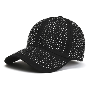 Rhinestone Baseball Cap Cotton Sparkling Adjustable Sun Protection Fashion Outdoor Women Bling Hat