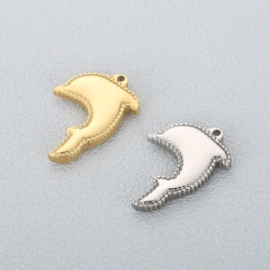 Dolphin Pendant Stainless Steel Beaded Edge Animal Charms For DIY Necklace Bracelet Jewelry Making Accessories