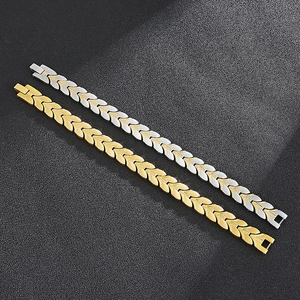 Détail de bracelets 12mm en acier inoxydable or et bicolore avec maillons style épi