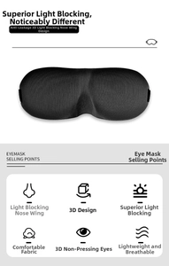 Detail view of 3D contoured sleep mask featuring ergonomic eye cavities and breathable fabric