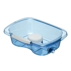 Blue semi-transparent bed shampoo basin for elderly care with white massage nodes
