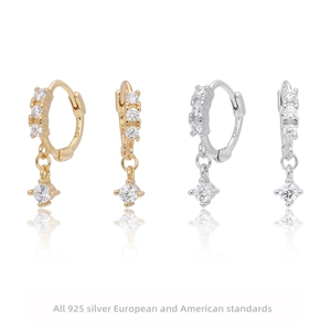 Boucles d'Oreilles Pendantes en Argent Sterling 925 en Forme de U avec Zirconia pour Femmes Élégantes Boucles d'Oreilles en Zirconia Plaquées Or Véritable Bijoux de Mode Simples