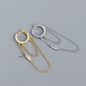 Elegant s925 silver tassel earrings with crystal chains in gold and silver finish