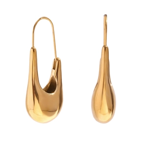 Boucles d'oreilles minimalistes en forme de goutte en acier doré 18 carats poli