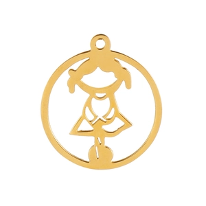 Golden hollow girl pendant in stainless steel for DIY jewelry making accessories