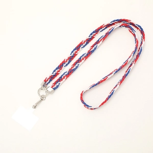Colorful red white and blue woven crossbody phone strap with durable metal clasp