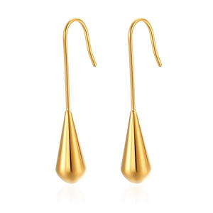 French vintage gold teardrop earrings in polished stainless steel for women