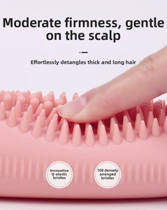 Detail of 108 soft silicone massage bristles on a travel bottle showing high elasticity