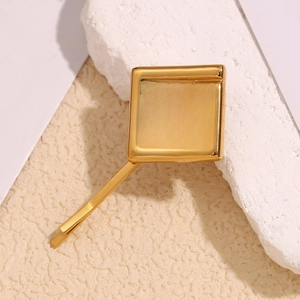 Pince à cheveux minimaliste en acier inoxydable plaqué or 18K avec motif géométrique