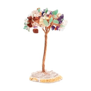 Amethyst Tree of Life crystal ornament on natural geode base for home decoration