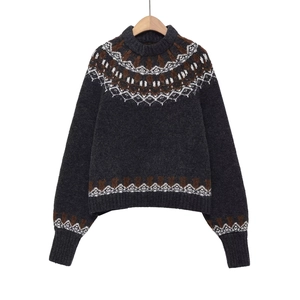 Maglione In Maglia Da Donna Fair Isle Vintage Jacquard Girocollo Maniche Lunghe Caldo Casual Misto Acrilico
