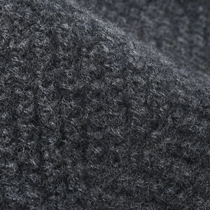 Unisex dark grey wool blend knitted beanie with thick textured bouclé fabric for winter
