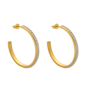 Elegant gold double hoop earrings with sparkling crystal accents for a minimalist style
