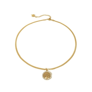 Collier chaîne serpent en acier inoxydable doré avec pendentif Arbre de Vie évidé