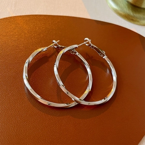 Twisted Hoop Earrings Geometric Alloy With 925 Sterling Silver Earring Post Minimalist Fashion Jewelry For Women