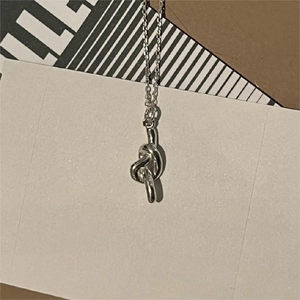 925 Sterling Silver Knot Pendant Necklace Minimalist Korean Style Elegant Jewelry For Women