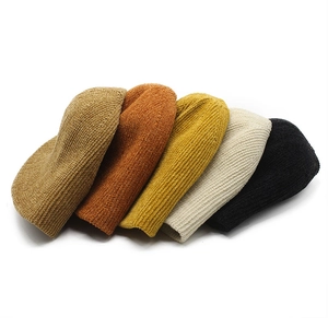 Chapeau bob en maille de chenille épaisse pour femme en cinq couleurs unies