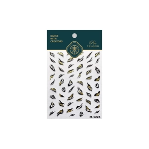 Minimalist black and gold leopard print nail stickers M-1226 with foil finish for kids