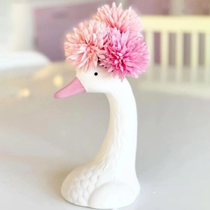 Creative Animal Head Ceramic Vase And Artificial Flowers Modern Nordic Swan Deer Rabbit Desktop Home Office Decor