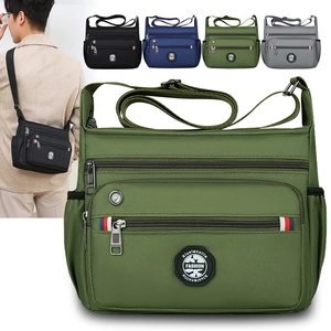 Multi-compartment nylon messenger bag for daily commute available in four solid colors