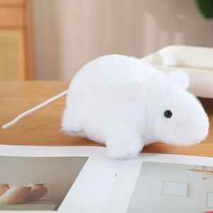 Adorable ratón de peluche blanco realista para niños muñeco de compañía suave regalo