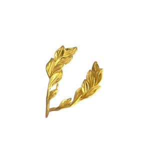 Elegant 18k gold plated leaf earrings with textured finish in vintage oriental style