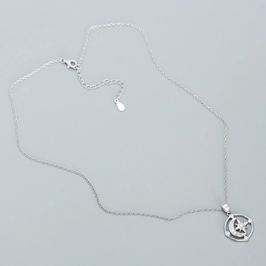 Elegant S925 sterling silver moon and star pendant necklace with sparkling zircon crystals