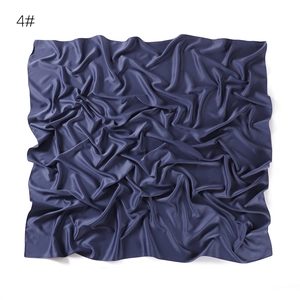 Solid color matte faux silk satin square scarf, large breathable soft women headscarf.