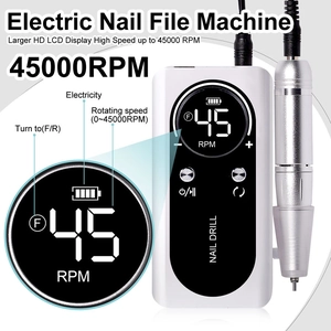 Electric Nail Drill Machine Professional Portable Rechargeable LCD Display Low Noise Heat Manicure Pedicure Polishing Tool