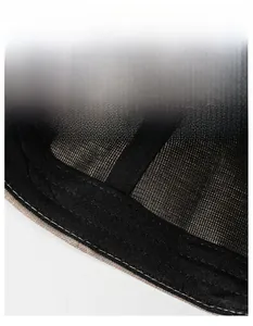 Detail of wide sweatband and breathable mesh lining on this men's sun visor baseball cap