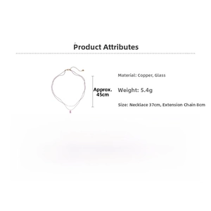 Detail specifications of double-layer beaded necklace with pink zircon heart pendant